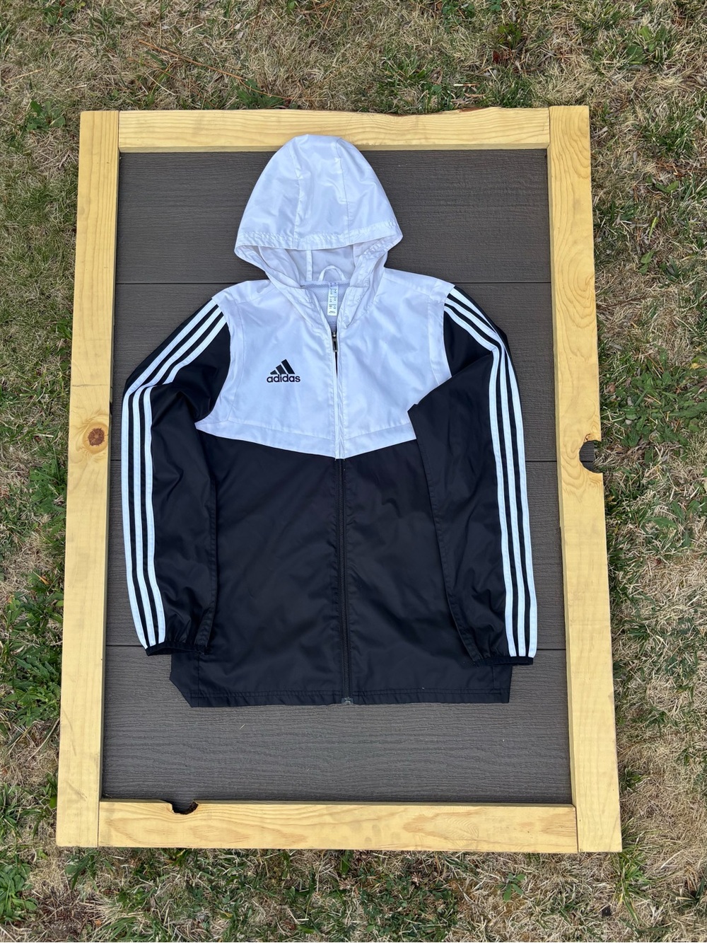 Adidas Black & White Windbreaker Jacket